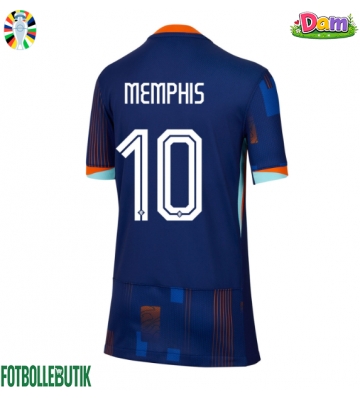 Nederländerna Memphis Depay #10 Bortatröja Kvinnor EM 2024 Kortärmad